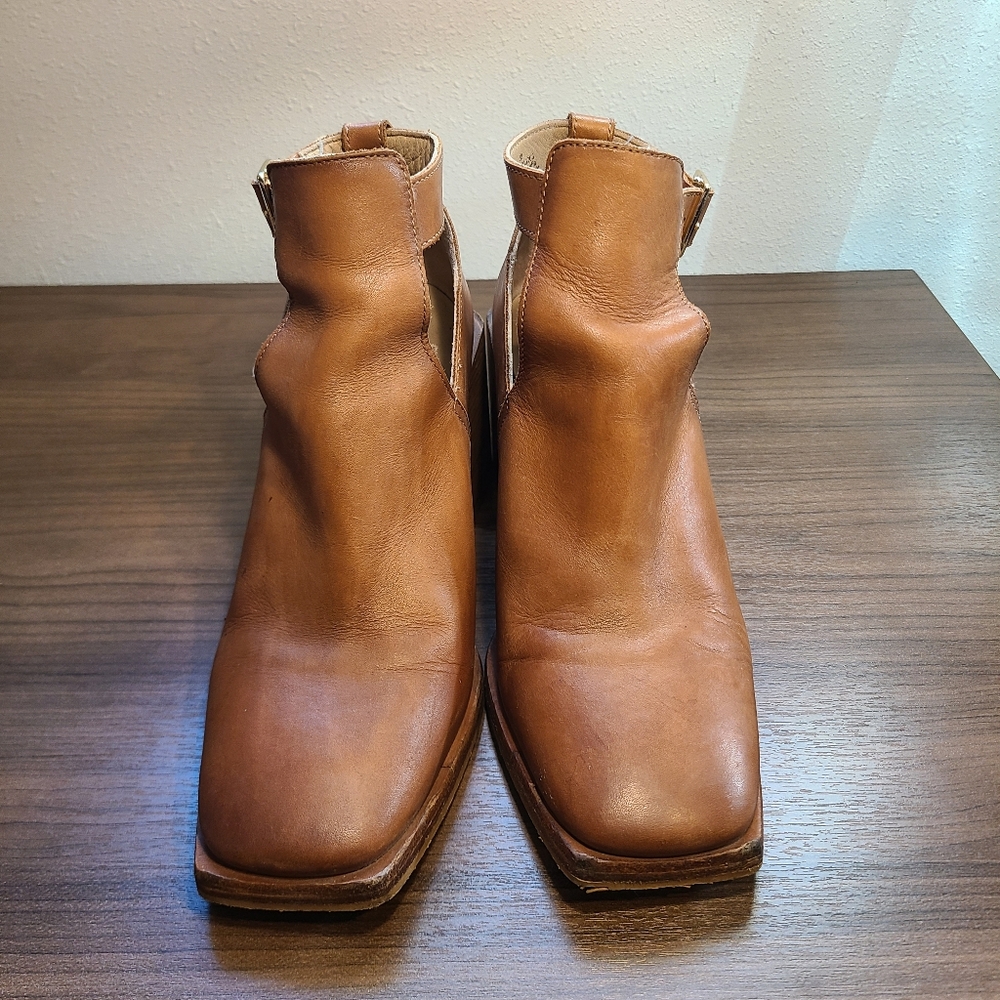 FREE PEOPLE Brady Buckle Shoe Booties Cognac Size 8 EU 38 - Picture 2 of 9